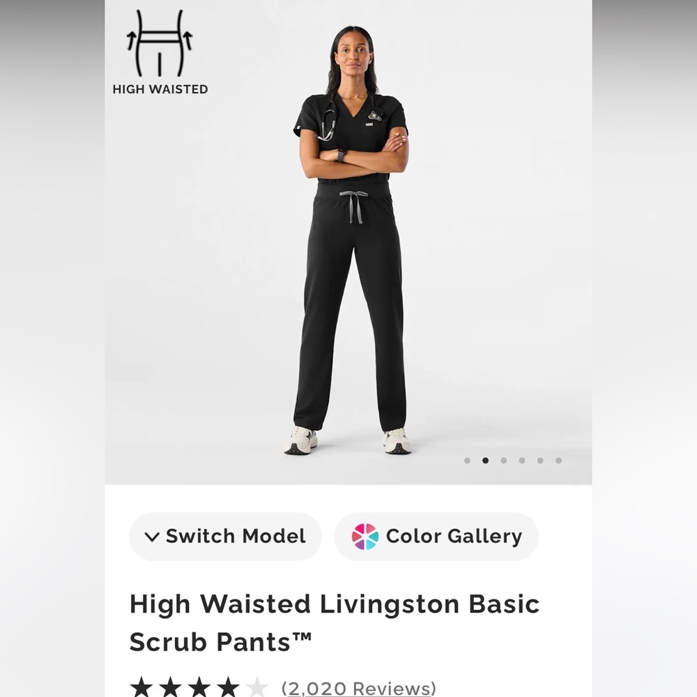 Figs High Waisted Black Livingston Scrub Pants